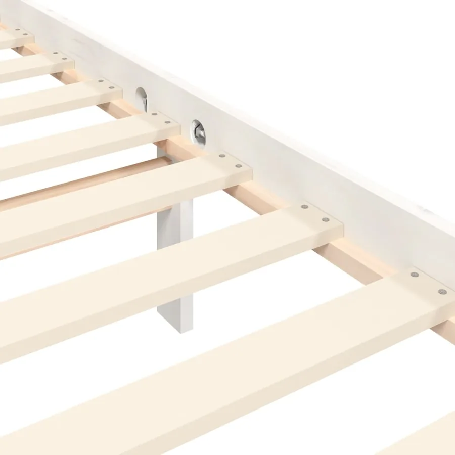 Cadre de lit sans matelas blanc 160x200 cm bois de pin massif - 10