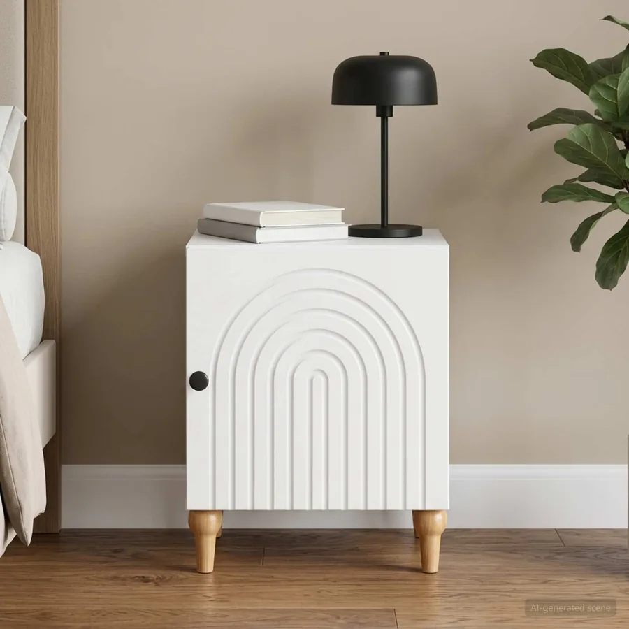 Cabinet de chevet Blanc 43 x 34,5 x 50 cm Bois d'ingénierie