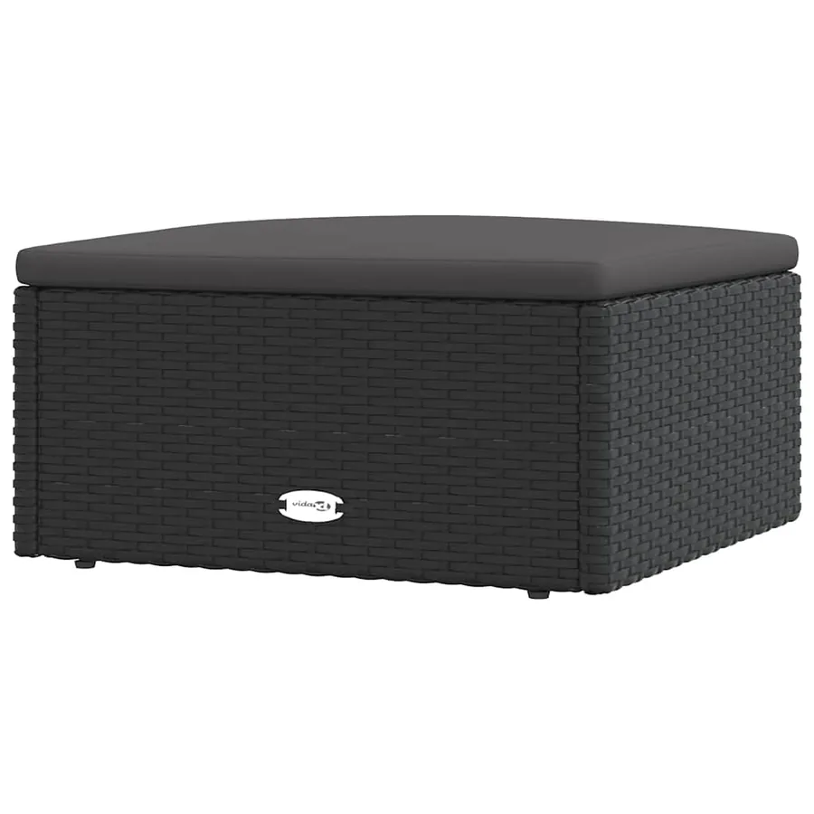 Tabouret de jardin avec coussin noir résine tressée - 2