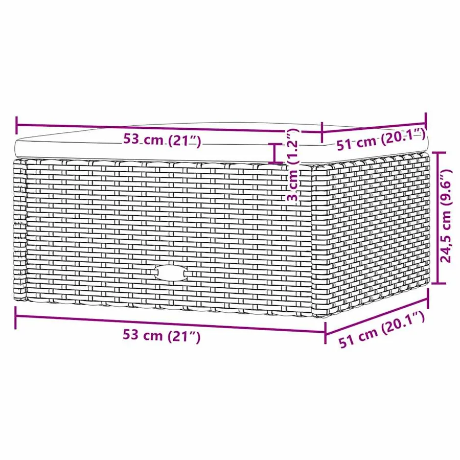 Tabouret de jardin avec coussin noir résine tressée - 7