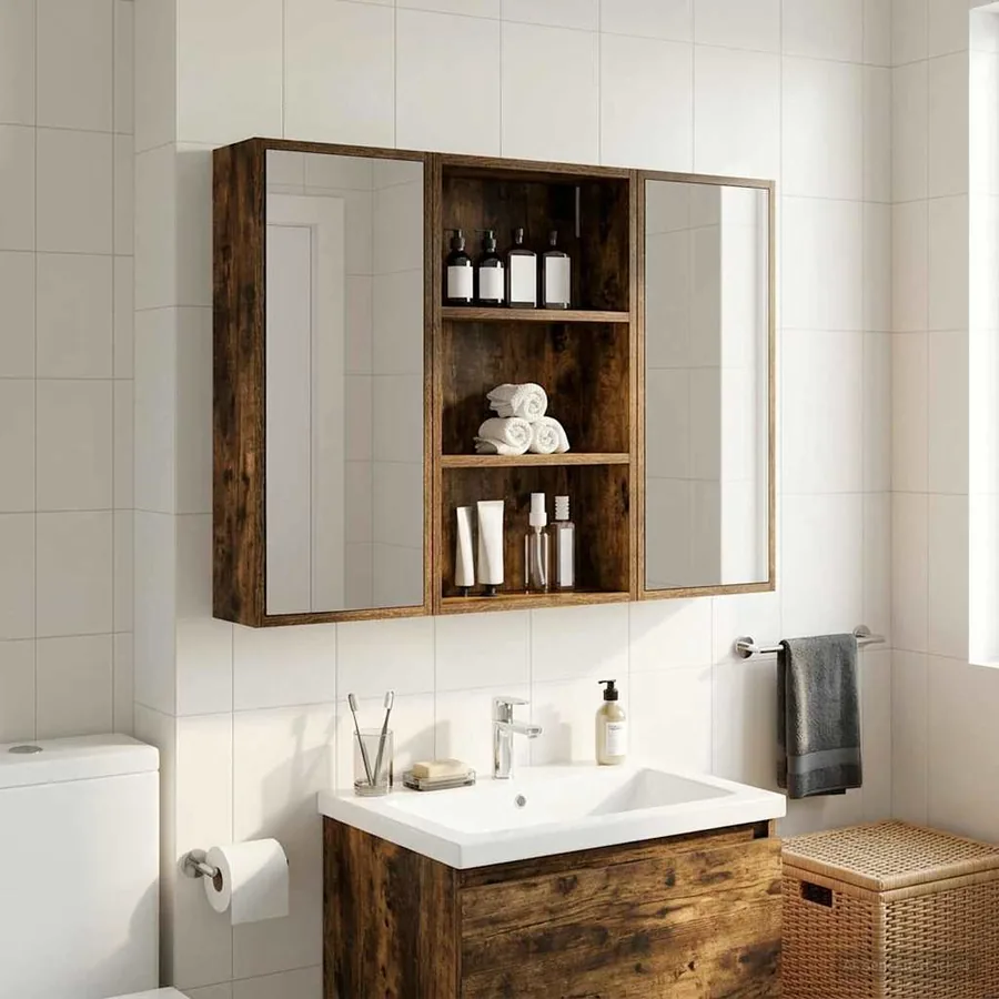 Armoire murale de salle de bain Chêne Fumé 40 x 14 x 70 cm