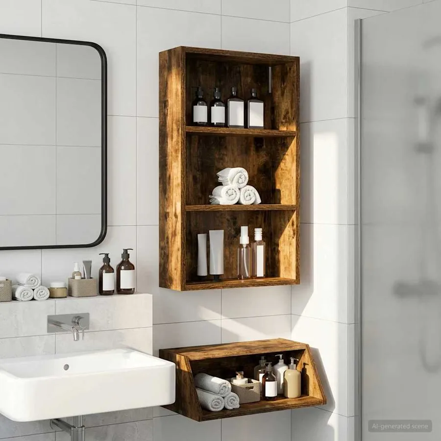 Armoire murale de salle de bain Chêne Fumé 40 x 14 x 70 cm - 4