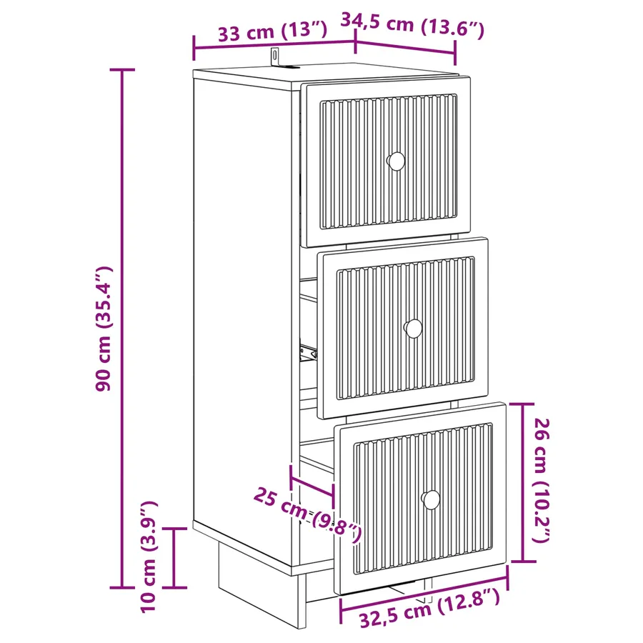 Armoire à tiroirs 33 x 34,5 x 90 cm Bois d'ingénierie - 12