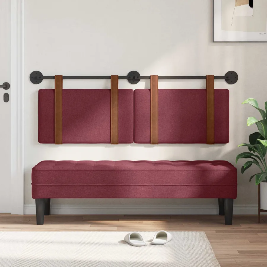 Tête de lit suspendue Uni Bordeaux 150 x 55 x 5 cm PU antique - 3