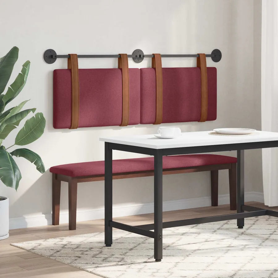 Tête de lit suspendue Uni Bordeaux 150 x 55 x 5 cm PU antique - 4