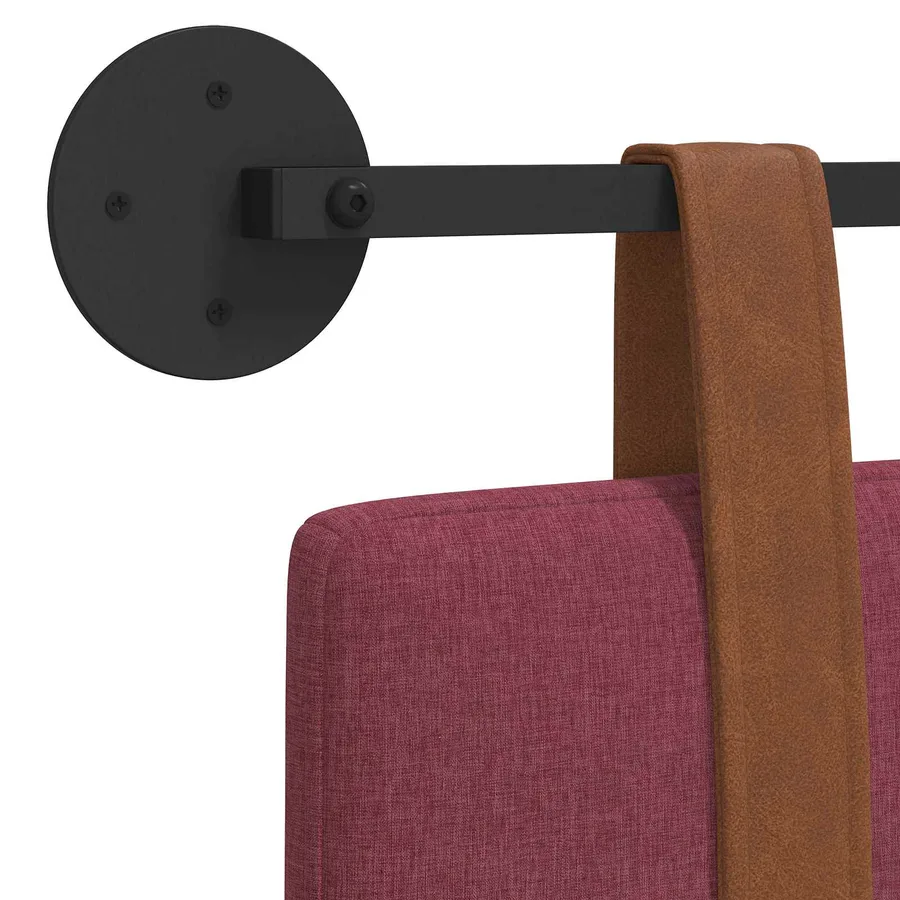 Tête de lit suspendue Uni Bordeaux 150 x 55 x 5 cm PU antique - 9