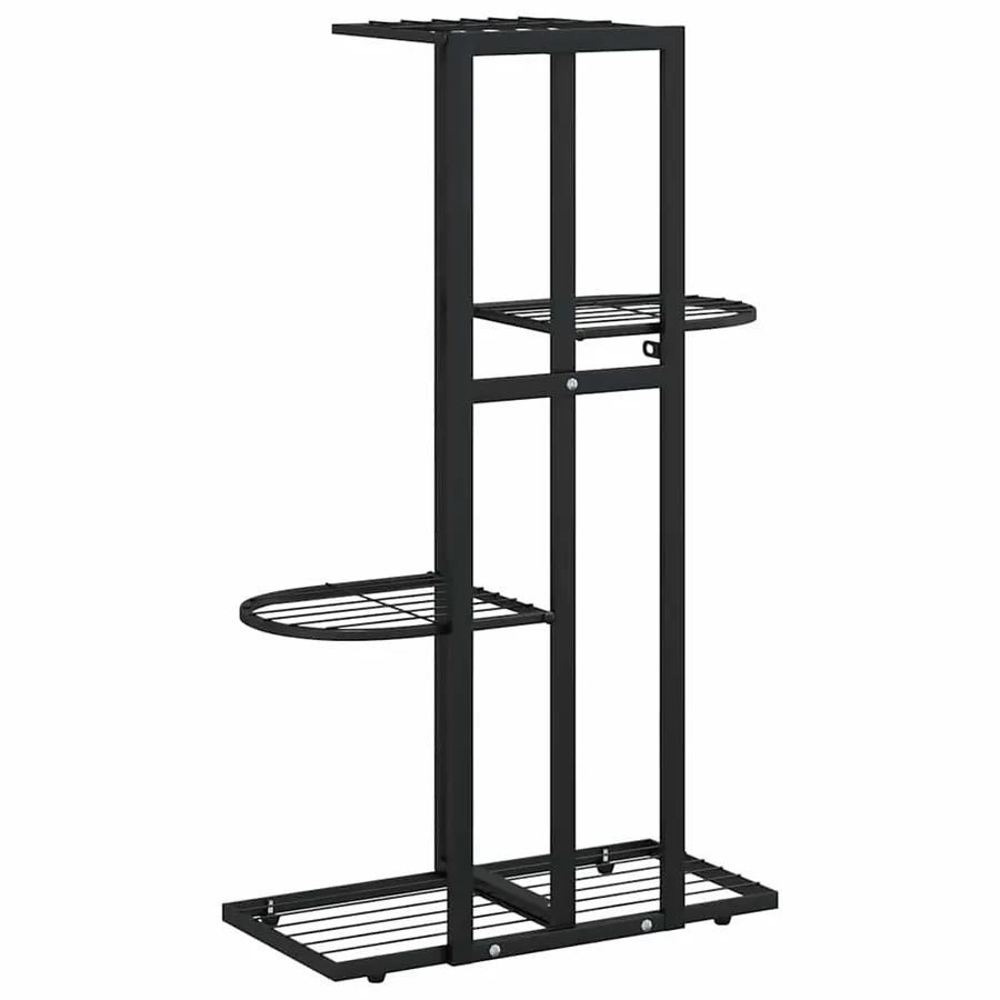 Support pour plantes 4 niveaux 43x22x76 cm Noir Métal - 7