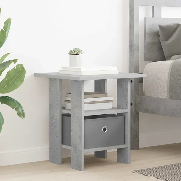 Table de chevet Gris béton 41 x 40 x 45 cm Bois d'ingénierie
