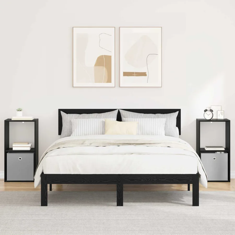 Table de chevet avec tiroir 2 pcs Chêne noir 35 x 32 x 68,5 cm