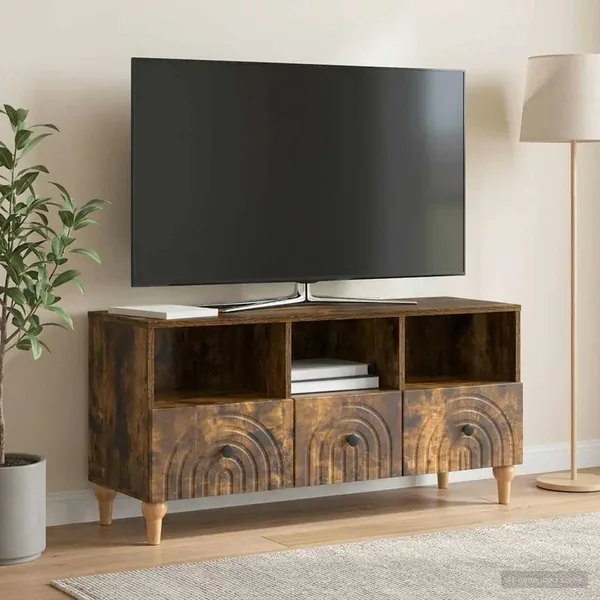 Meuble TV Chêne Fumé 102 x 34,5 x 50 cm Bois d’ingénierie