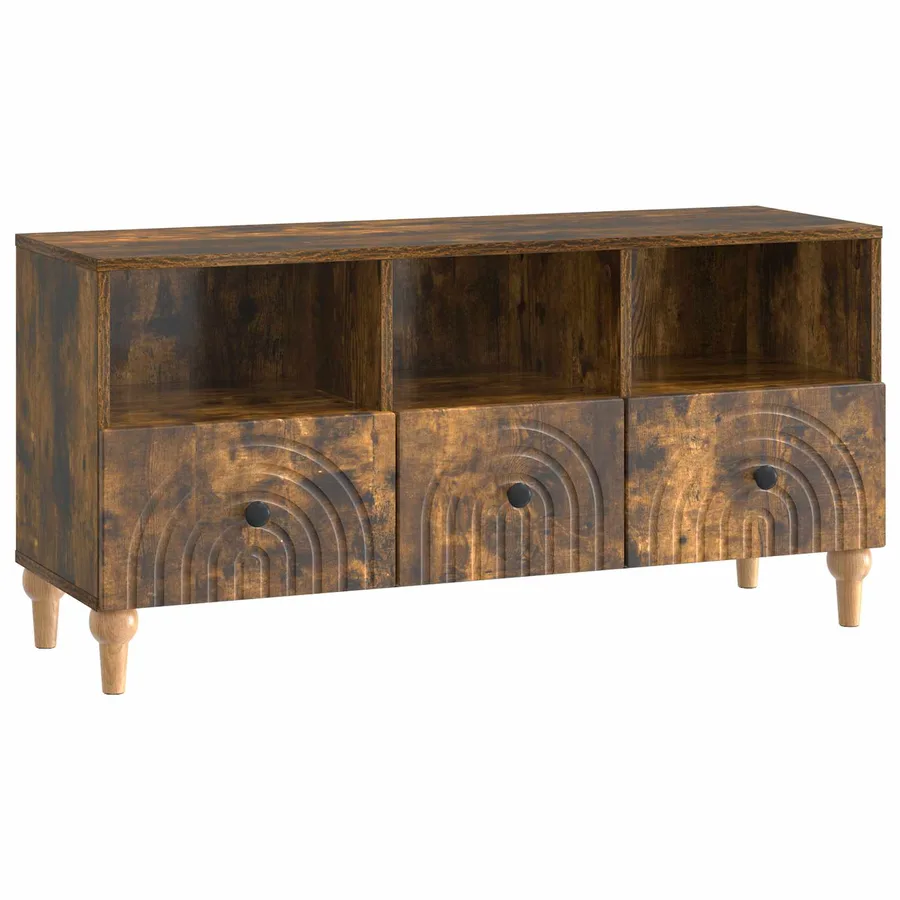 Meuble TV Chêne Fumé 102 x 34,5 x 50 cm Bois d’ingénierie - 2