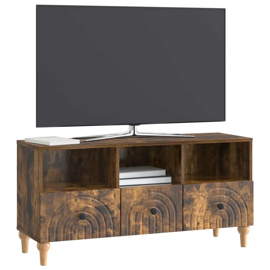 Meuble TV Chêne Fumé 102 x 34,5 x 50 cm Bois d’ingénierie - 3