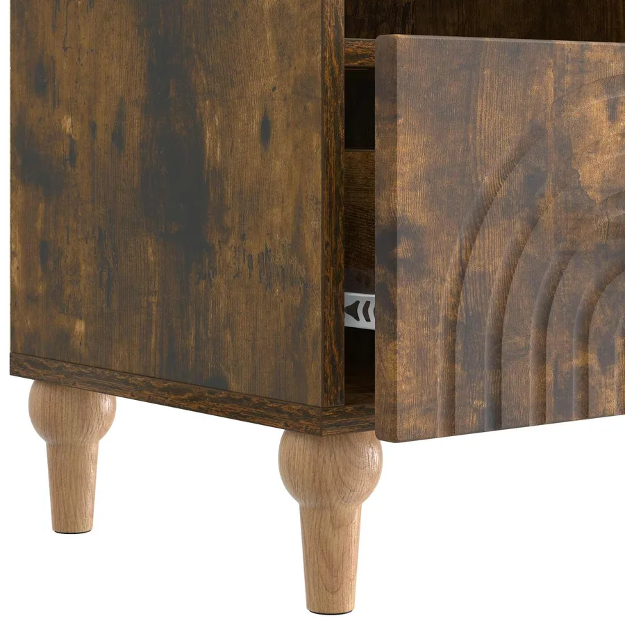 Meuble TV Chêne Fumé 102 x 34,5 x 50 cm Bois d’ingénierie - 9