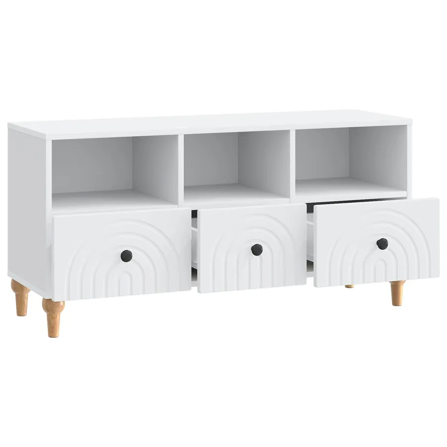 Meuble TV Blanc 102 x 34,5 x 50 cm Bois d’ingénierie - 5