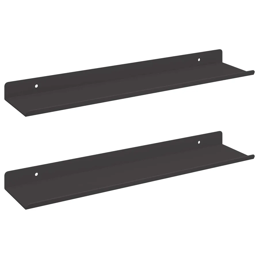Étagère flottante 2 pcs Noir 40 x 8,5 x 2,5 cm Acier - 2