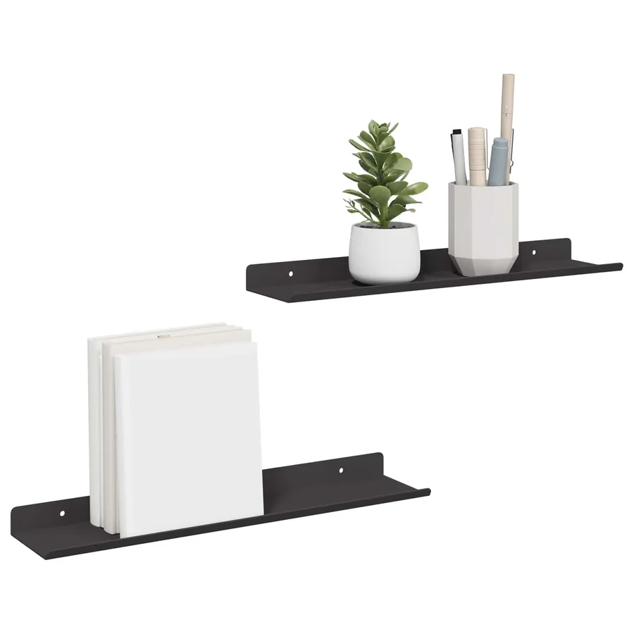 Étagère flottante 2 pcs Noir 40 x 8,5 x 2,5 cm Acier - 3