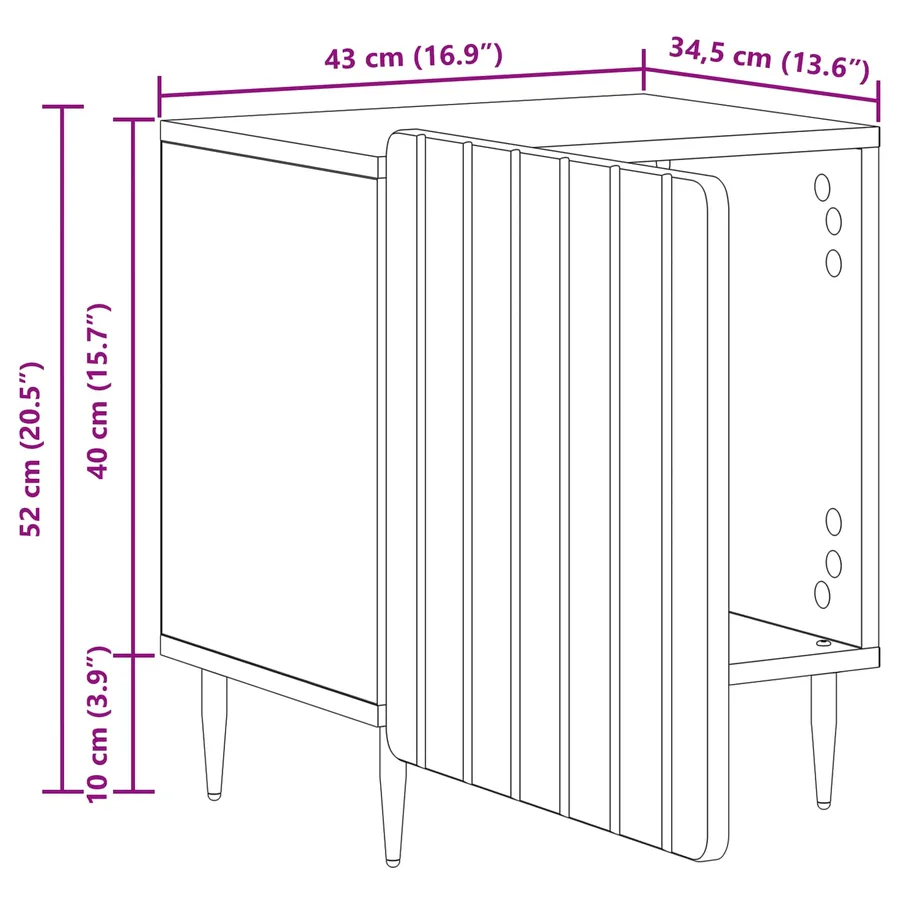 Cabinet de chevet 2 pcs Noir 43 x 34,5 x 52 cm - 13