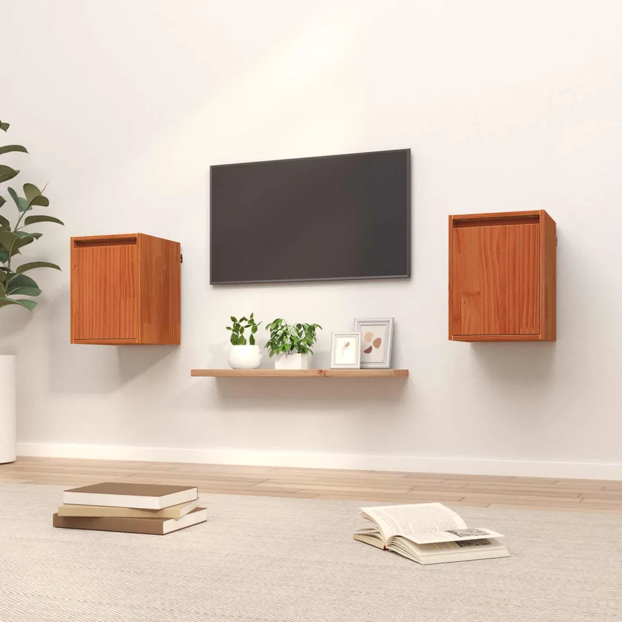 Meuble mural Montage mural 2 pcs Cire marron 30 x 30 x 40 cm - 4