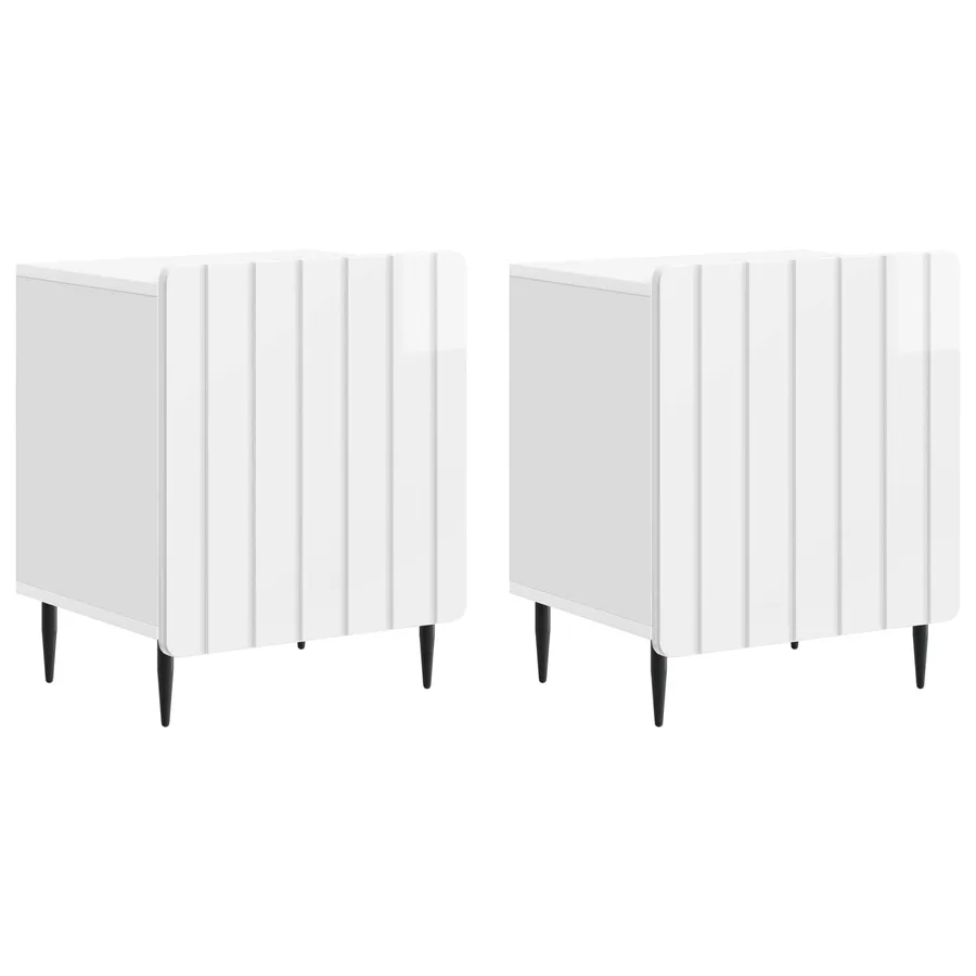 Cabinet de chevet 2 pcs Blanc brillant 43 x 34,5 x 52 cm - 2