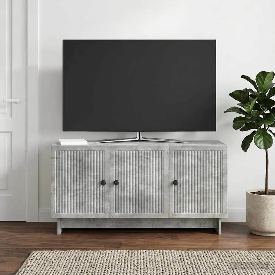 Meuble TV Gris béton 99 x 34,5 x 50 cm Bois d'ingénierie - 4
