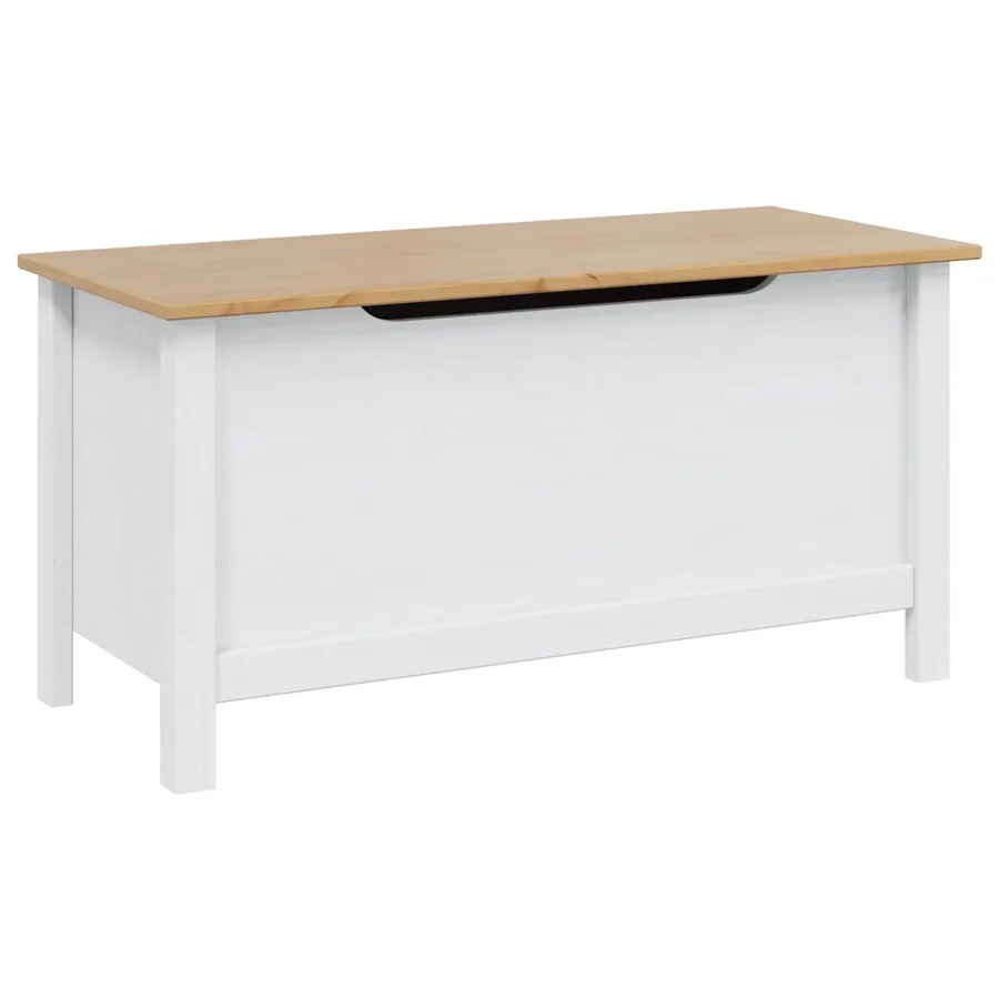 Boîte de rangement HILL Blanc et marron miel 90 x 40 x 45 cm - 2