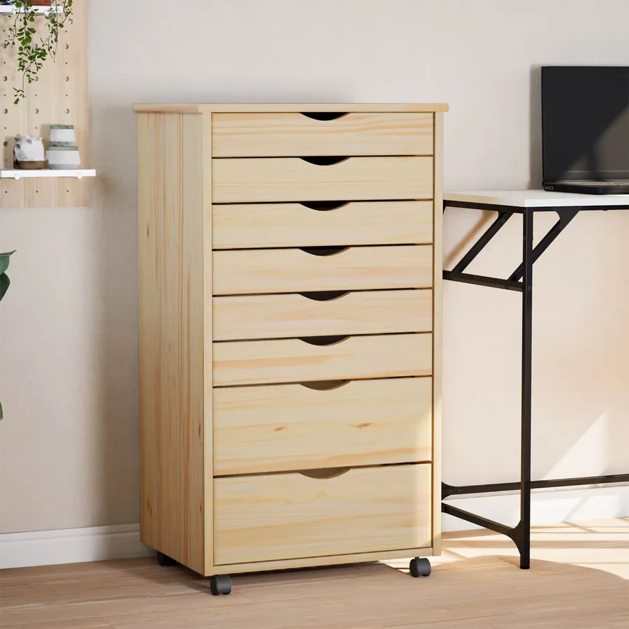 Cabinet Roulant avec Tiroirs avec roue MOSS Vernis transparent