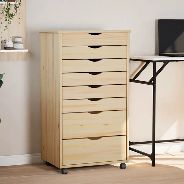 Cabinet Roulant avec Tiroirs avec roue MOSS Vernis transparent
