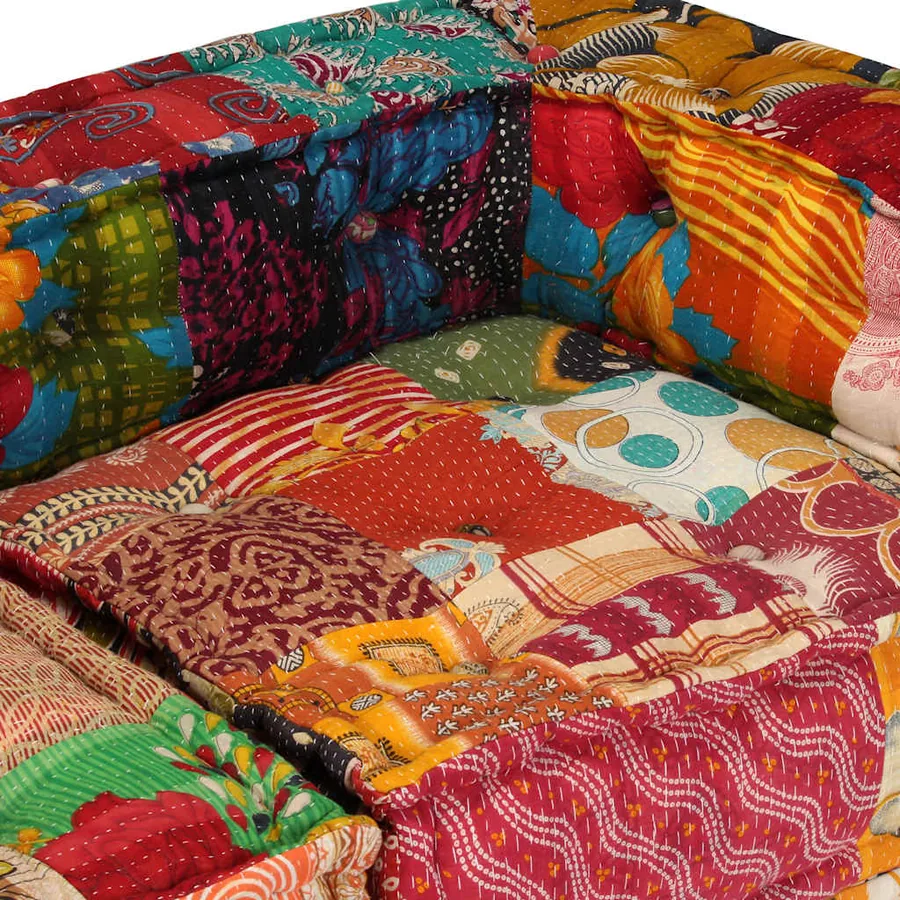 Pouf modulaire à 2 places Patchwork Tissu - 11