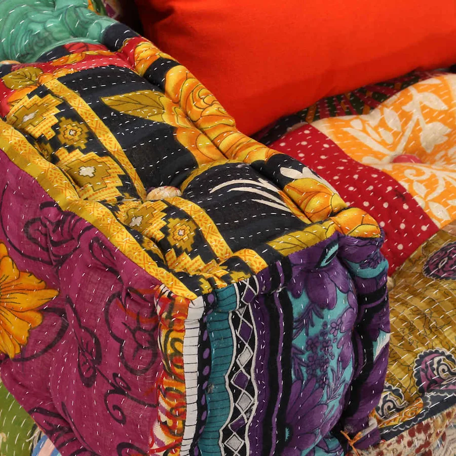 Pouf modulaire à 2 places Patchwork Tissu - 12