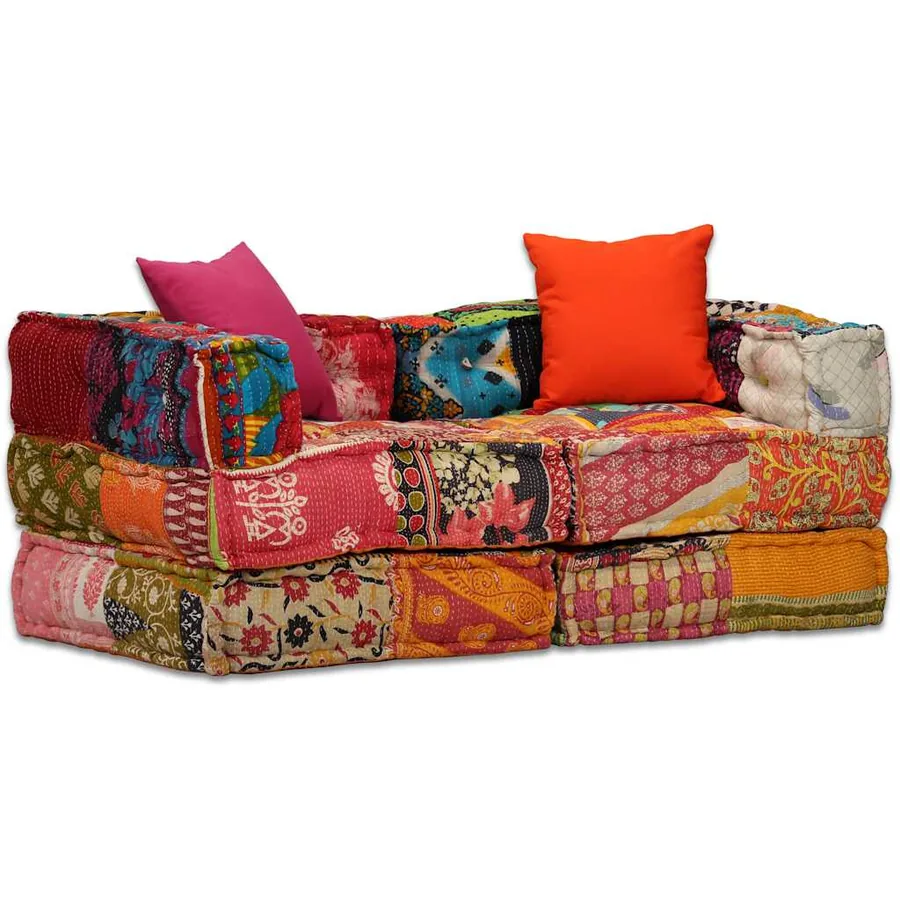 Pouf modulaire à 2 places Patchwork Tissu - 18