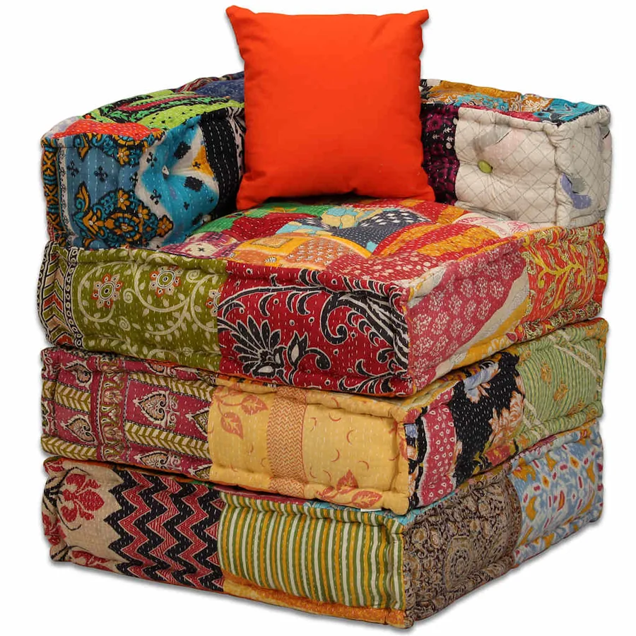 Pouf modulaire à 2 places Patchwork Tissu - 6