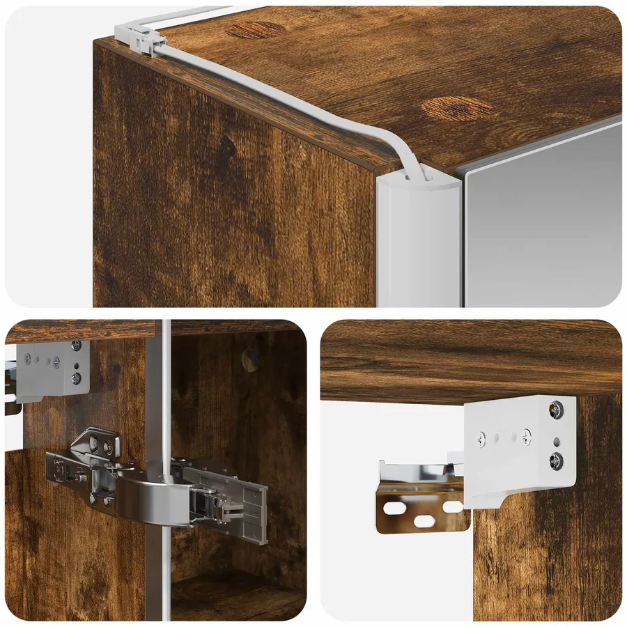 Armoire Miroir de Salle de Bain Chêne fumé - 10