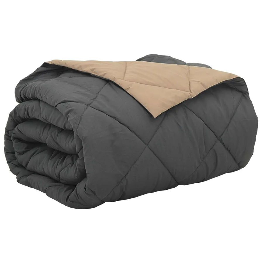 Duvet d'été simple Anthracite et Taupe 220 x 260 cm Microfibre - 2