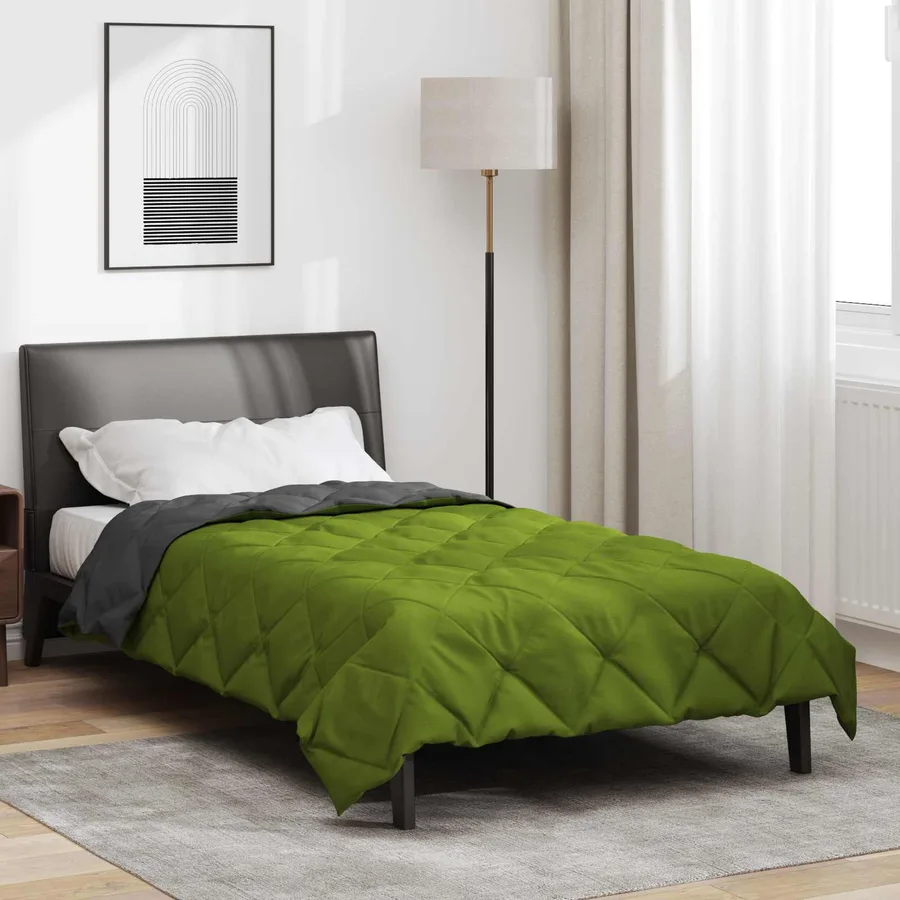 Duvet d'été simple Vert et Anthracite 220 x 135 cm Microfibre - 4