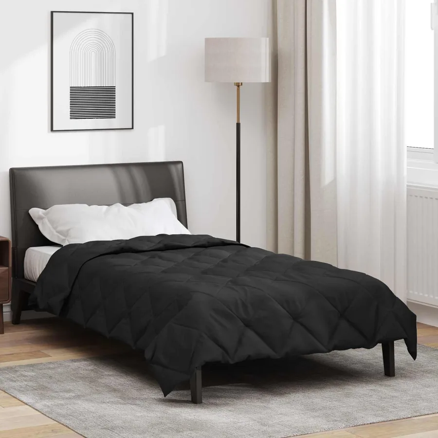 Duvet d'été simple Noir 200 x 155 cm Microfibre