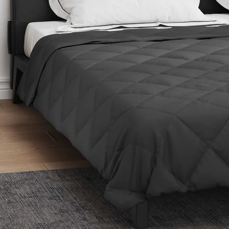 Duvet d'été simple Anthracite 200 x 200 cm Microfibre - 4