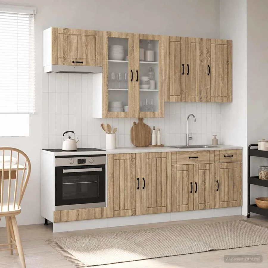 Unité de cuisine LUCCA 8 pcs Chêne Sonoma Bois d'ingénierie