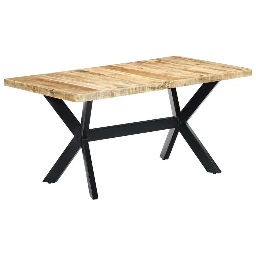 Table à manger 160x80x75 cm Bois de manguier massif brut - 10