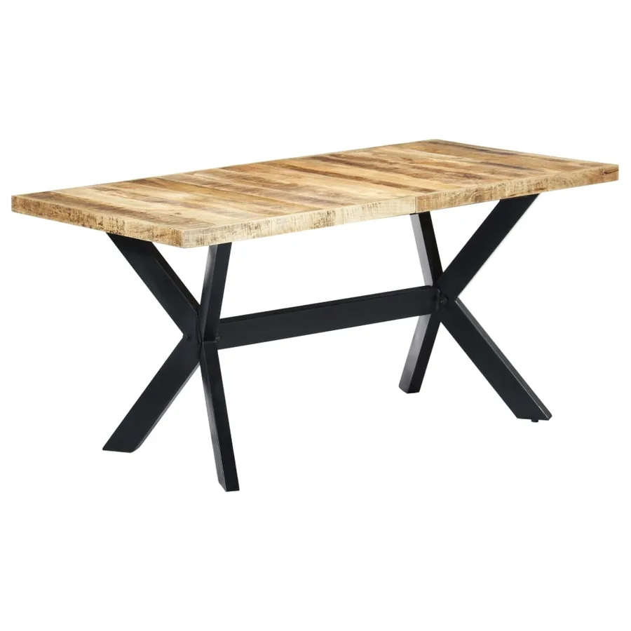 Table à manger 160x80x75 cm Bois de manguier massif brut - 8