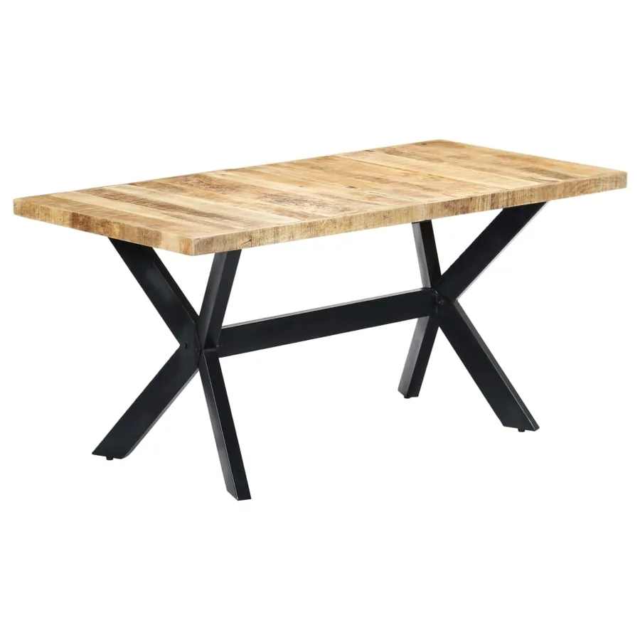 Table à manger 160x80x75 cm Bois de manguier massif brut - 9