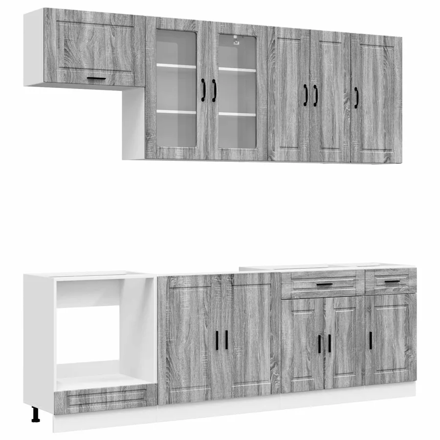 Unité de cuisine PORTO 8 pcs Sonoma gris Bois d'ingénierie - 2