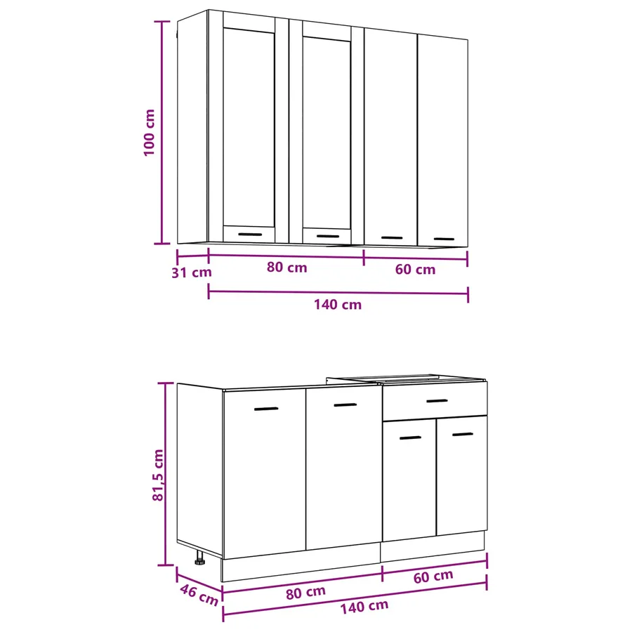 Unité de cuisine LYON 4 pcs Chêne Sonoma Bois d'ingénierie - 7
