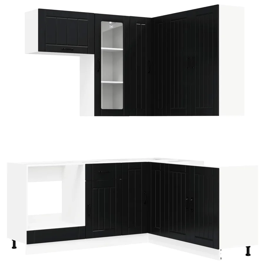 Unité de cuisine LUCCA 8 pcs Noir Bois d'ingénierie - 2