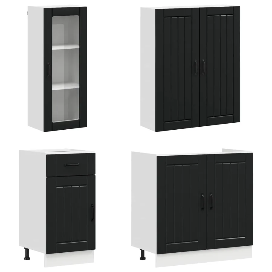 Unité de cuisine LUCCA 8 pcs Noir Bois d'ingénierie - 3