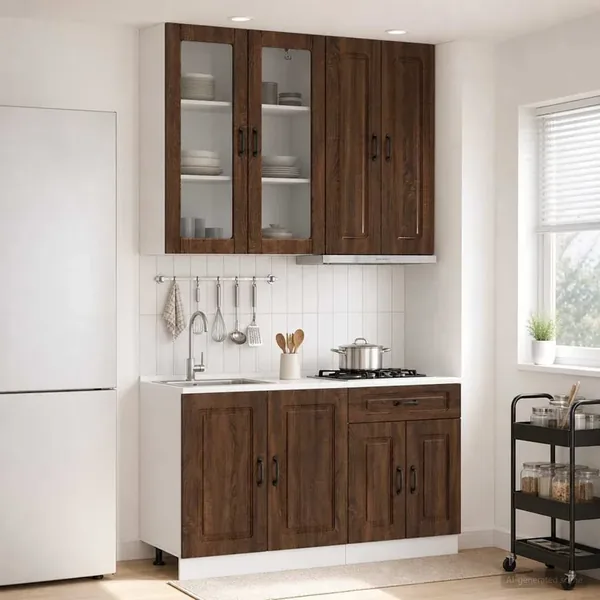 Unité de cuisine KALMAR 4 pcs Chêne brun Bois d'ingénierie