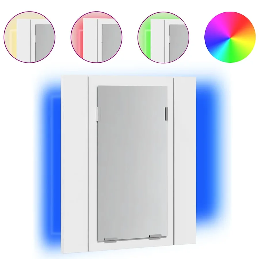 Armoire salle de bain à miroir LED Blanc 40x12x45 cm Acrylique - 2