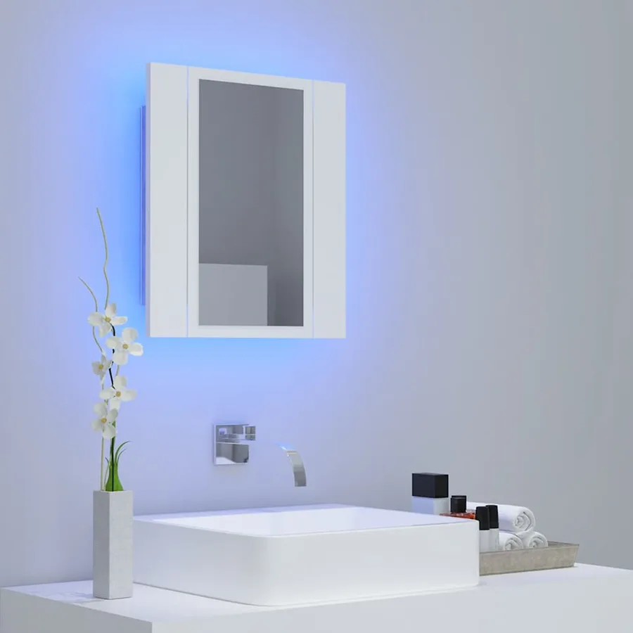 Armoire salle de bain à miroir LED Blanc 40x12x45 cm Acrylique - 3