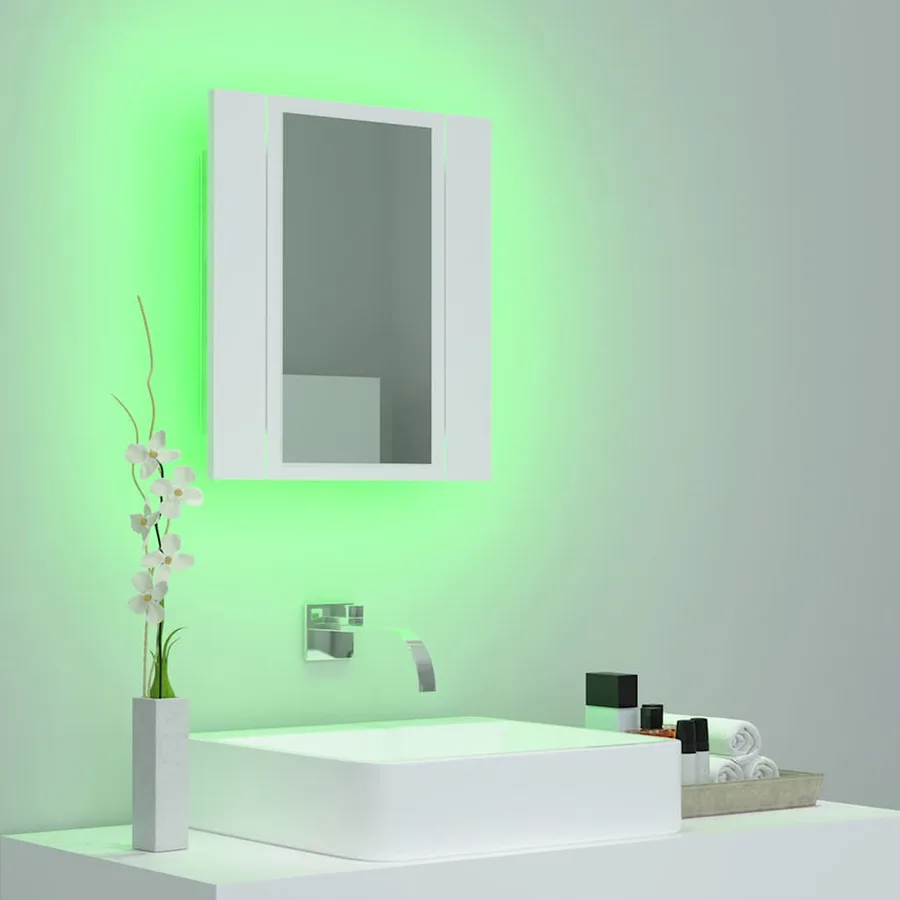 Armoire salle de bain à miroir LED Blanc 40x12x45 cm Acrylique - 4