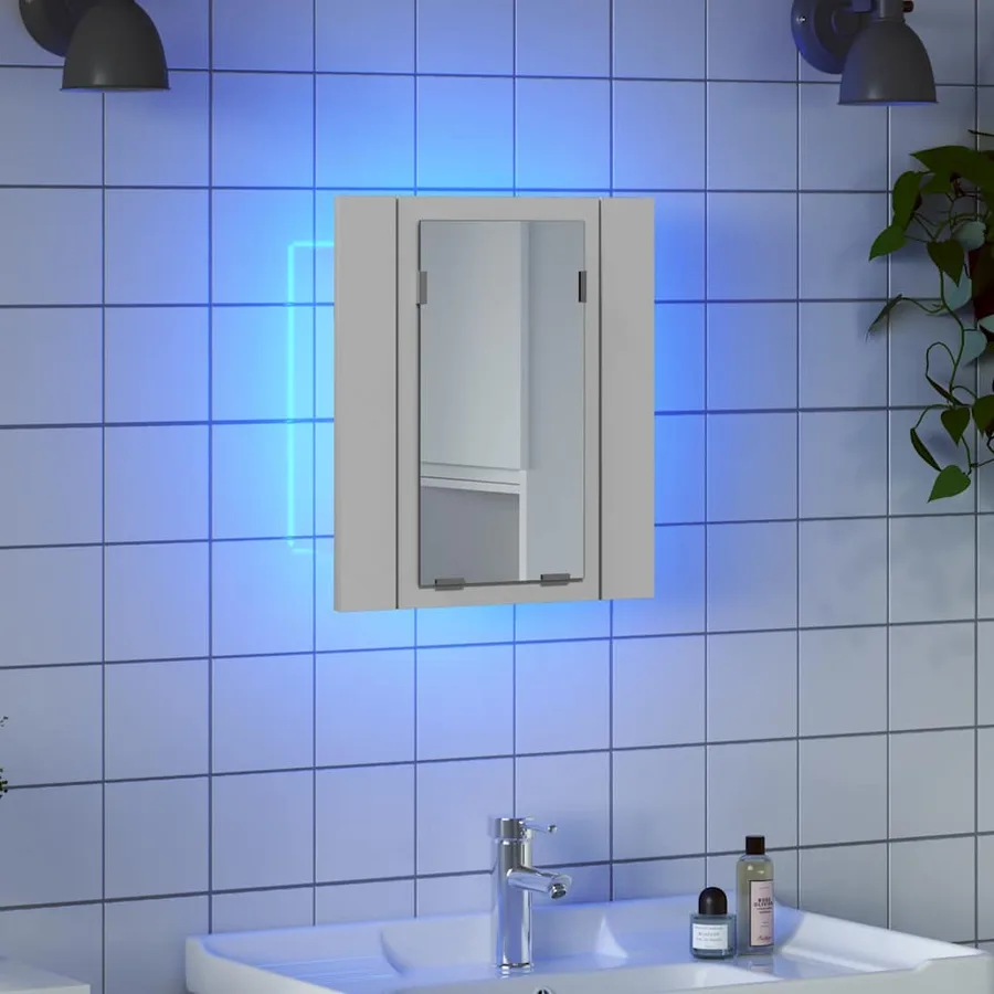 Armoire salle de bain à miroir LED Blanc 40x12x45 cm Acrylique - 6