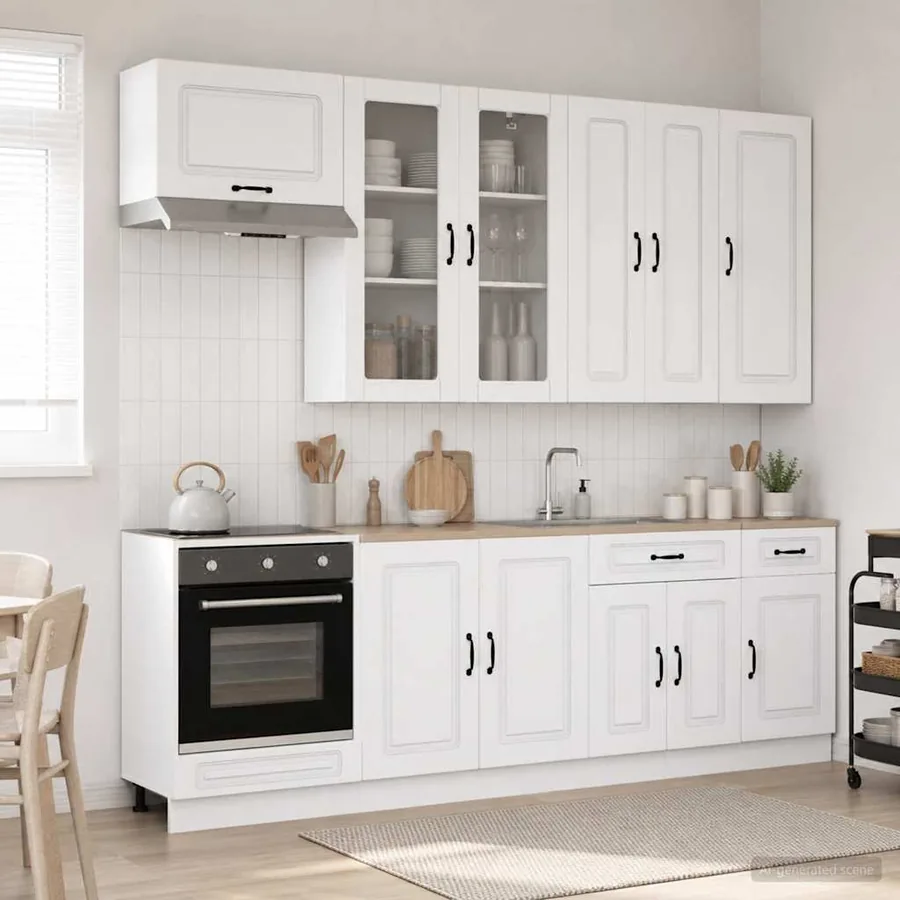 Unité de cuisine KALMAR 8 pcs Blanc Bois d'ingénierie